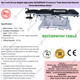 Biotronix Hi Low Height Adjustable Osteopathy Treatment Table Motorized Remote Controlled Deluxe Model used in Physiotherapy and Rehabilitation Make in India