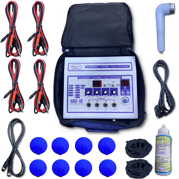 Biotronix Physiotherapy Combination Therapy Ultrasonic Machine ( 1 MHz )  with TENS 4 Channel ( Digital Auto mode )  for promoting recovery and reducing pain with 2 Year Warranty