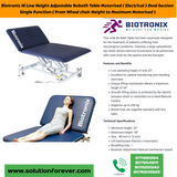 ﻿﻿Biotronix Hi Low Height Adjustable Bobath Table Motorized ( Electrical ) Dual Section Single Function ( From Wheel chair Height to Maximum Motorized )  used in Physiotherapy and Rehabilitation