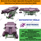 Biotronix Hi Low Height Adjustable Osteopathy Treatment Table Motorized Remote Controlled Basic Model used in Physiotherapy and Rehabilitation Make in India