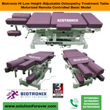 Biotronix Hi Low Height Adjustable Osteopathy Treatment Table Motorized Remote Controlled Basic Model used in Physiotherapy and Rehabilitation Make in India