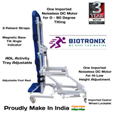 Biotronix Hi Low Height Adjustable Tilt Table Motorized ( Electrical ) Remote Controlled Premium Model used in Physiotherapy and Rehabilitation Make in India with 3 Year Motor Warranty