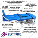 Biotronix Hi Low Height Adjustable Tilt Table Motorized ( Electrical ) Remote Controlled Premium Model used in Physiotherapy and Rehabilitation Make in India with 3 Year Motor Warranty