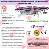 Biotronix Hi Low Height Adjustable Osteopathy Treatment Table Motorized Remote Controlled Basic Model used in Physiotherapy and Rehabilitation Make in India