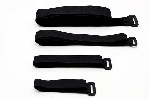 Biotronix Straps for goniometer, hook and loop goniometer straps, Set of 4, Black, Goniometer Replacement Strap set