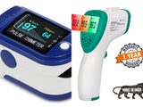 Combo Pack Everycom Non contact  infrared Thermometer and Finger Tip Pulse Oximeter