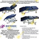 Biotronix Hi Low Height Adjustable Treatment Table/Manipulation Couch/Examination Table Motorized ( Electrical ) 3 Fold ( Section )Remote Controlled Basic Model Single Function ( Hi Low Height Adjustment ) used in Physiotherapy and Rehabilitation