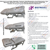 Biotronix Hi Low Height Adjustable Treatment Table/Manipulation Couch/Examination Table Motorized ( Electrical ) 2 fold ( Section )Remote Controlled Premium Model Dual Function ( Hi Low  and Remote Controlled Backrest Adjustment ) used in Physiotherapy