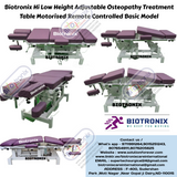 Biotronix Hi Low Height Adjustable Osteopathy Treatment Table Motorized Remote Controlled Basic Model used in Physiotherapy and Rehabilitation Make in India