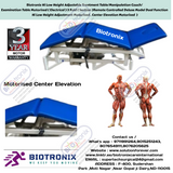 Biotronix Hi Low Height Adjustable Treatment Table/Manipulation Couch/Examination Table Motorized ( Electrical ) 3 Fold ( Section )Remote Controlled Deluxe Model Dual Function(Hi Low Height Adjustment and Center Elevation Motorized)used in Physiotherapy