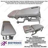 Biotronix Hi Low Height Adjustable Treatment Table/Manipulation Couch/Examination Table Motorized ( Electrical ) 2 fold ( Section )Remote Controlled Premium Model Dual Function ( Hi Low  and Remote Controlled Backrest Adjustment ) used in Physiotherapy